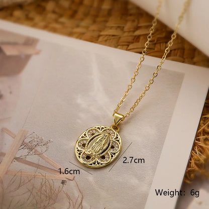 NEWBUY Hochwertiger Damenschmuck religiöser Art aus Kupfer mit Zirkonia-Einlage, Jungfrau-Maria-Anhänger, Edelstahlhalskette