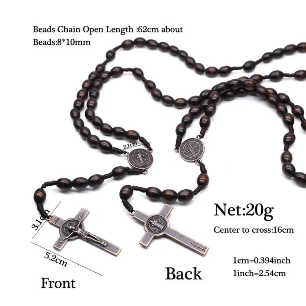 Religious wooden hanging ornament with crucifix – spiritual decoration