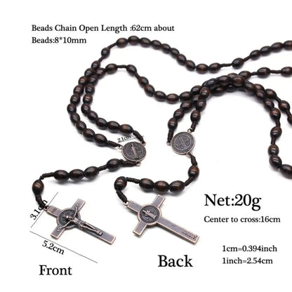 Religious wooden hanging ornament with crucifix – spiritual decoration