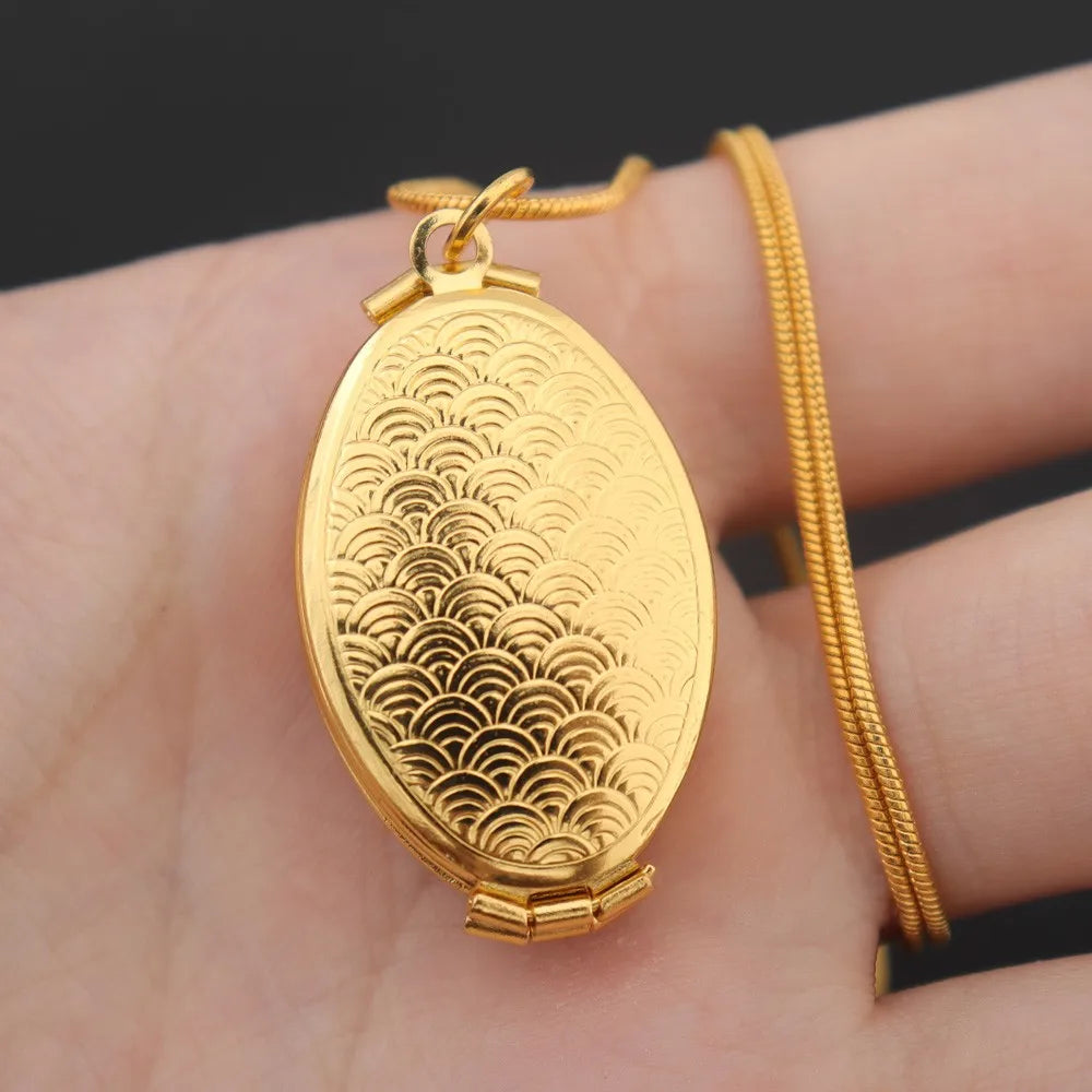 Collier pendentif Allah avec cadre photo Quran – bijou religieux unisexe