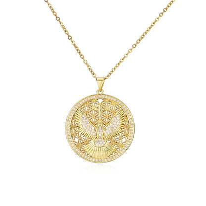 Collier Femme Esprit Saint Doré 18K – Pendentif Oiseau Sacré avec Croix et Chaîne Délicate