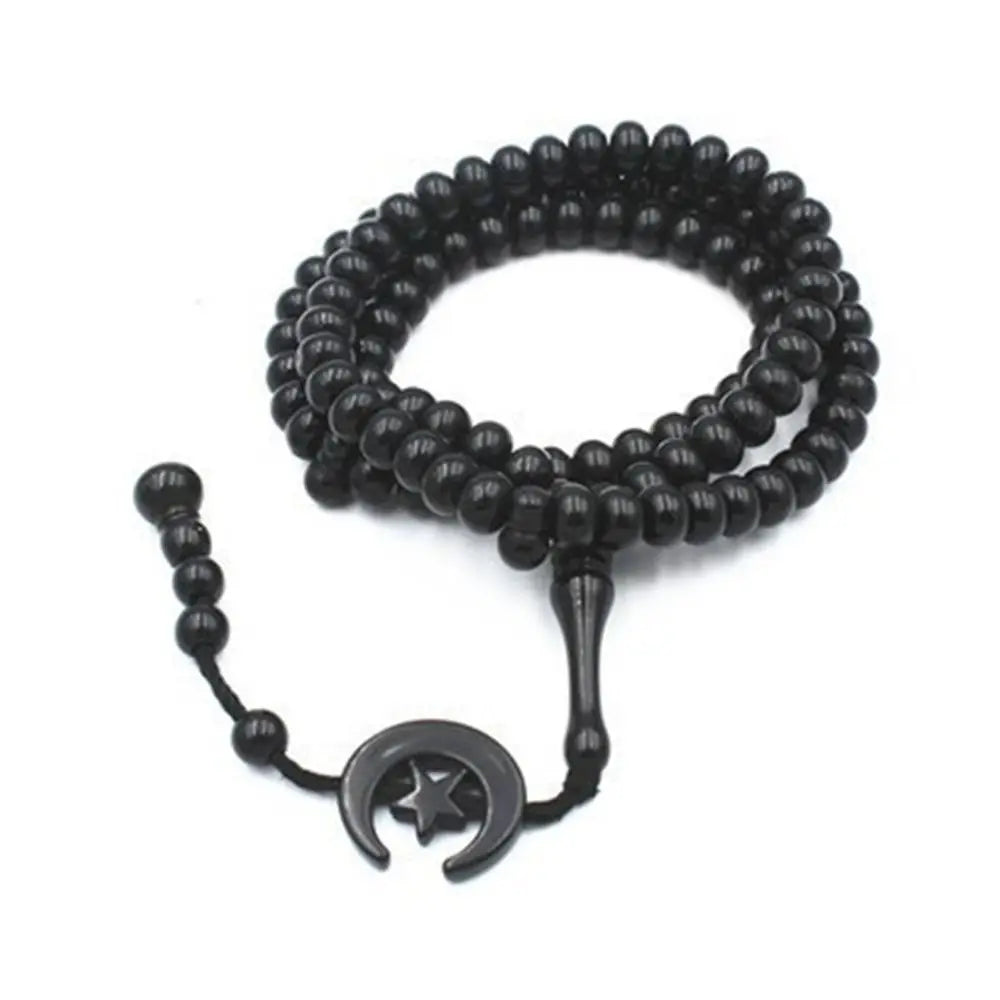 Chapelet musulman Ramadan 99 perles avec lune et étoile – tasbih islamique pour prière et dhikr