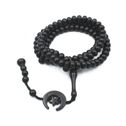 Chapelet musulman Ramadan 99 perles avec lune et étoile – tasbih islamique pour prière et dhikr