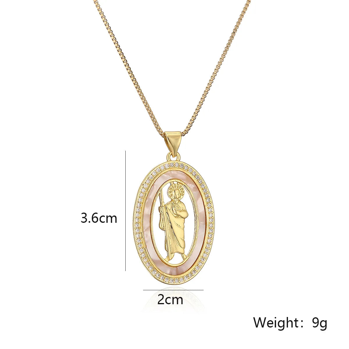 NEWBUY Hochwertiger Damenschmuck religiöser Art aus Kupfer mit Zirkonia-Einlage, Jungfrau-Maria-Anhänger, Edelstahlhalskette
