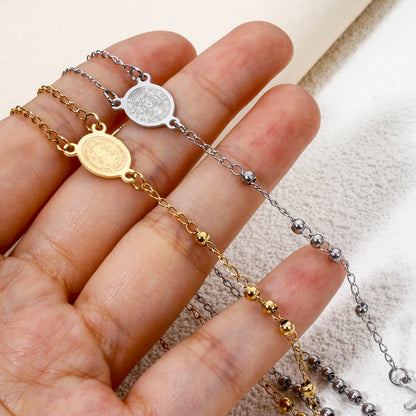 Collier Rosaire Chrétien Croix en Acier Inoxydable