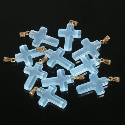 10 Pendentifs Croix en Verre Lampwork – DIY Bijoux