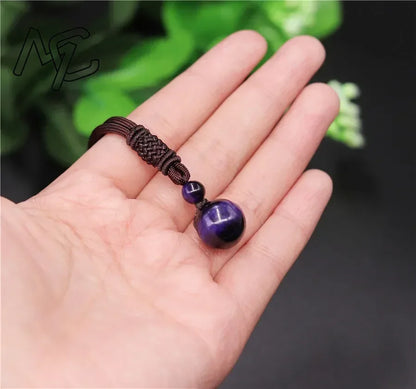 Pendentif Collier 14 mm en Pierre Naturelle Obsidienne Œil de Tigre – Amulette Porte-Bonheur Sculptée