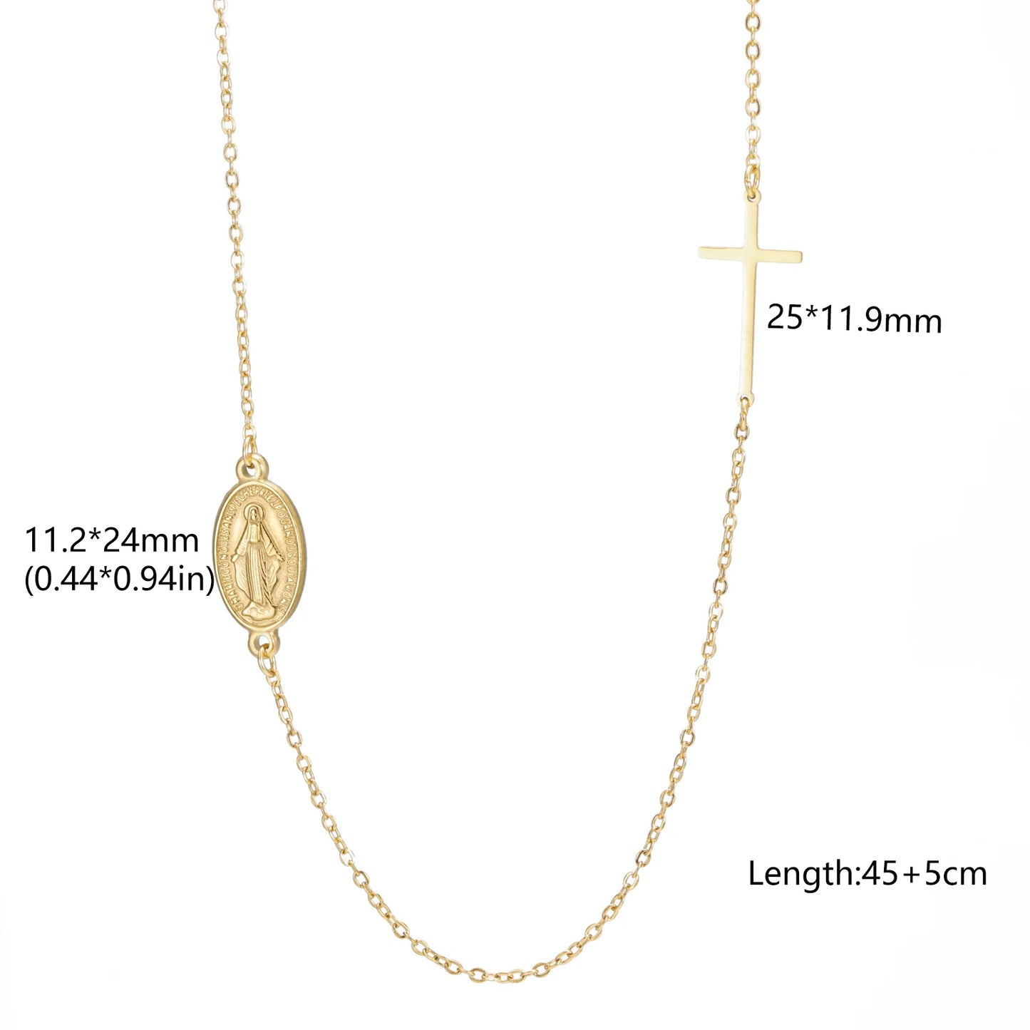 Collier Vierge Marie Notre-Dame en acier inoxydable – amulette religieuse pour femme
