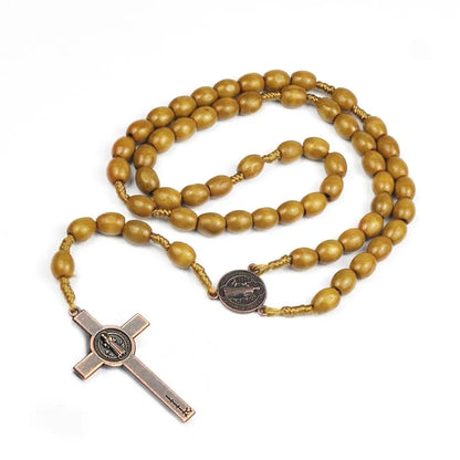 Religious wooden hanging ornament with crucifix – spiritual decoration