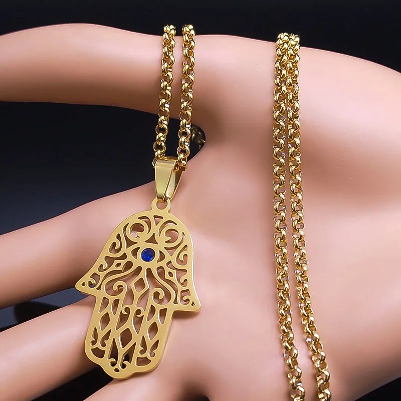 Collar mano de Fatma en acero inoxidable – colgante islámico unisex