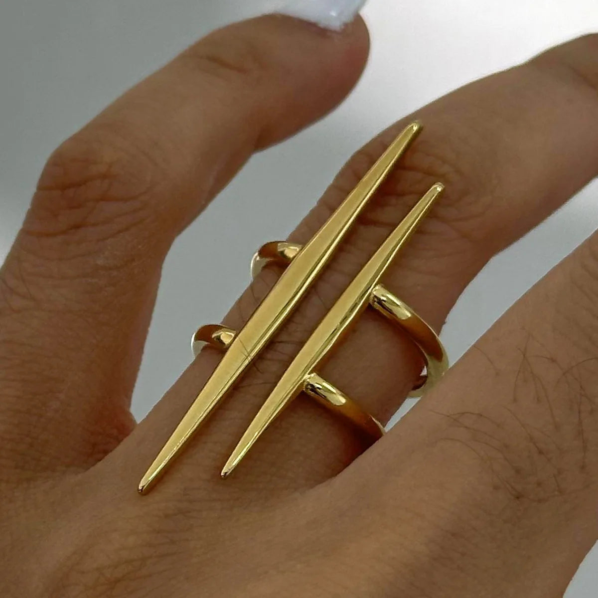 Anello Aperto a Doppia Linea in Acciaio Inox – Dorato o Argentato