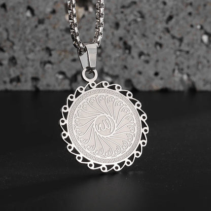 Collier médaille Allah en acier inoxydable – Bijou islamique unisexe