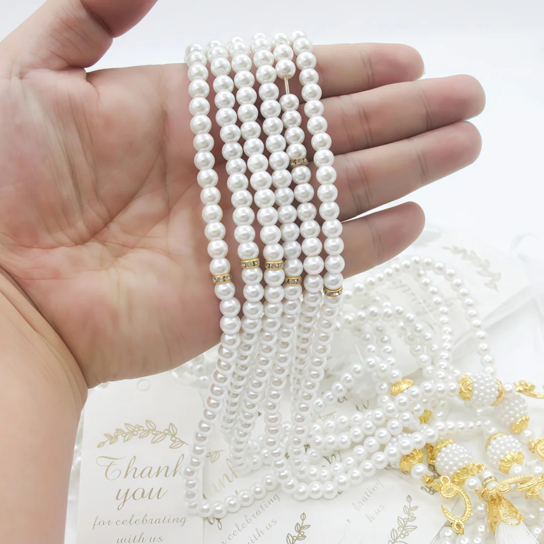 Lot de 12 Tasbih Musulmans 99 Perles avec Pompon – Chapelets de Prière Ramadan & Eid