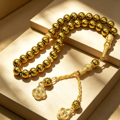 asbih Islamique 33 Perles 8mm en Pierre Naturelle – Chapelet Musulman Dhikr, Subha & Cadeau Ramadan Hajj Umrah