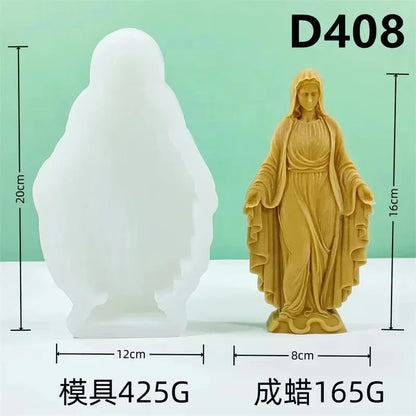 Moule Silicone Bougie Vierge Marie – Cylindre Relief Prière – Résine, Cire & Plâtre