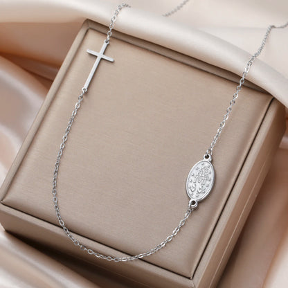 Collier Vierge Marie Notre-Dame en acier inoxydable – amulette religieuse pour femme
