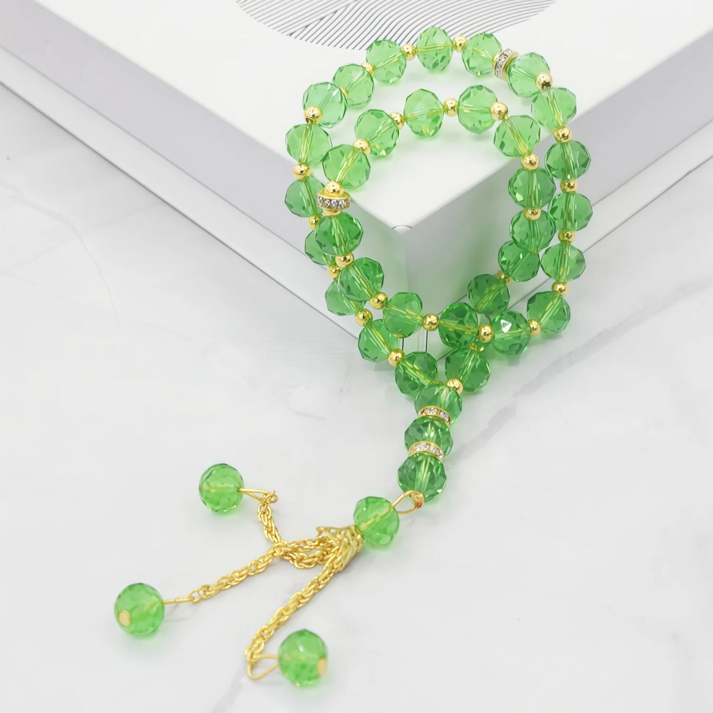 Tasbih Musulman 33 Perles Cristal – Chapelet de Prière Islamique Élégant