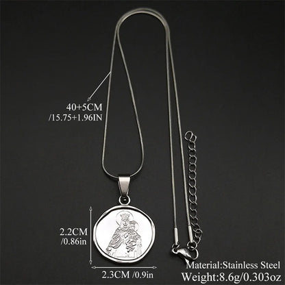 Collier Vierge Marie tenant l’Enfant Jésus en acier inoxydable – bijou catholique