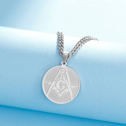 Collier Maçonnique Homme en Acier Inoxydable – Pendentif Franc-Maçon Équerre & Compas, Style Gothique Punk