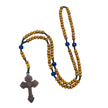 Rotes Christliches Rosenkranz-Armband – 6 mm Perlen & Jesus-Kreuz