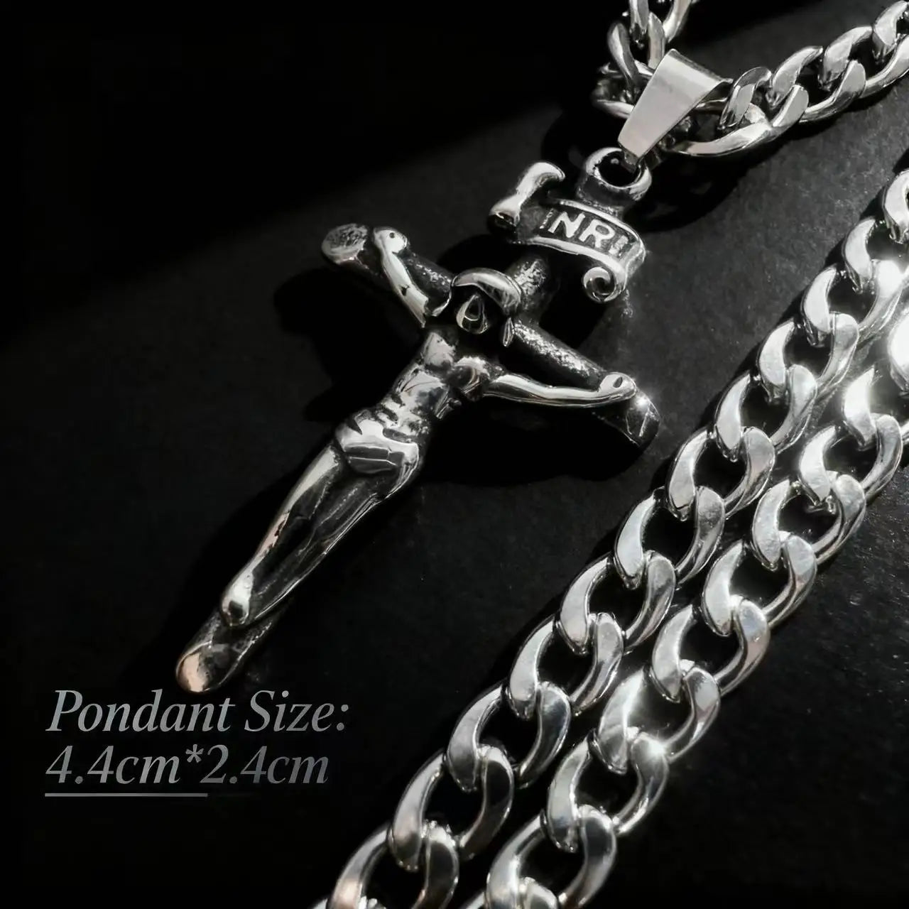 Collier Jésus croix en acier inoxydable 316L – bijou religieux pour homme