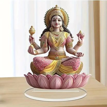 Décoration Lakshmi sur socle – Ornement spirituel hindou en acrylique