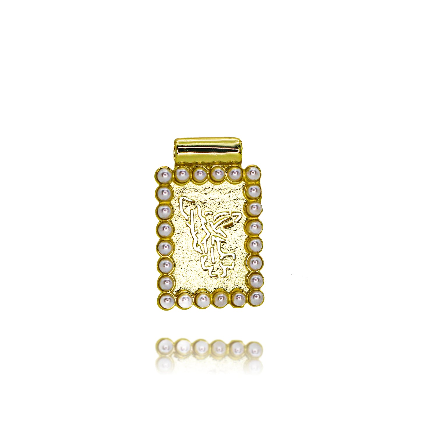 Pendentif Archange Saint Michel Doré – Médaille Religieuse Catholique avec Bord Coquillage et Zircons