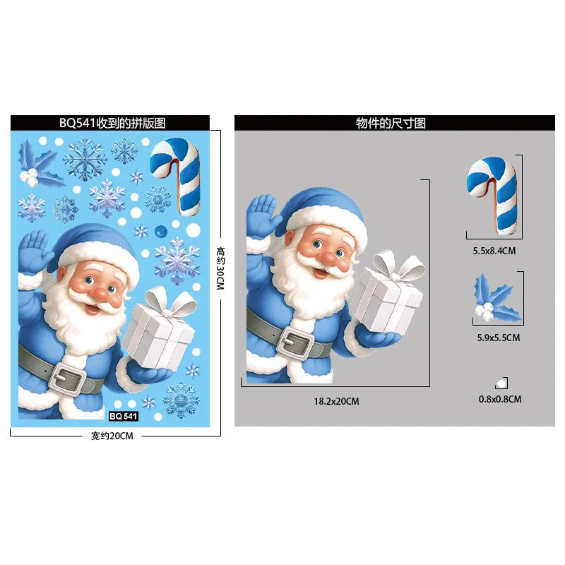 Stickers de Fenêtre Noël – Père Noël, Bonhomme de Neige & Flocons | Décoration Électrostatique Réutilisable