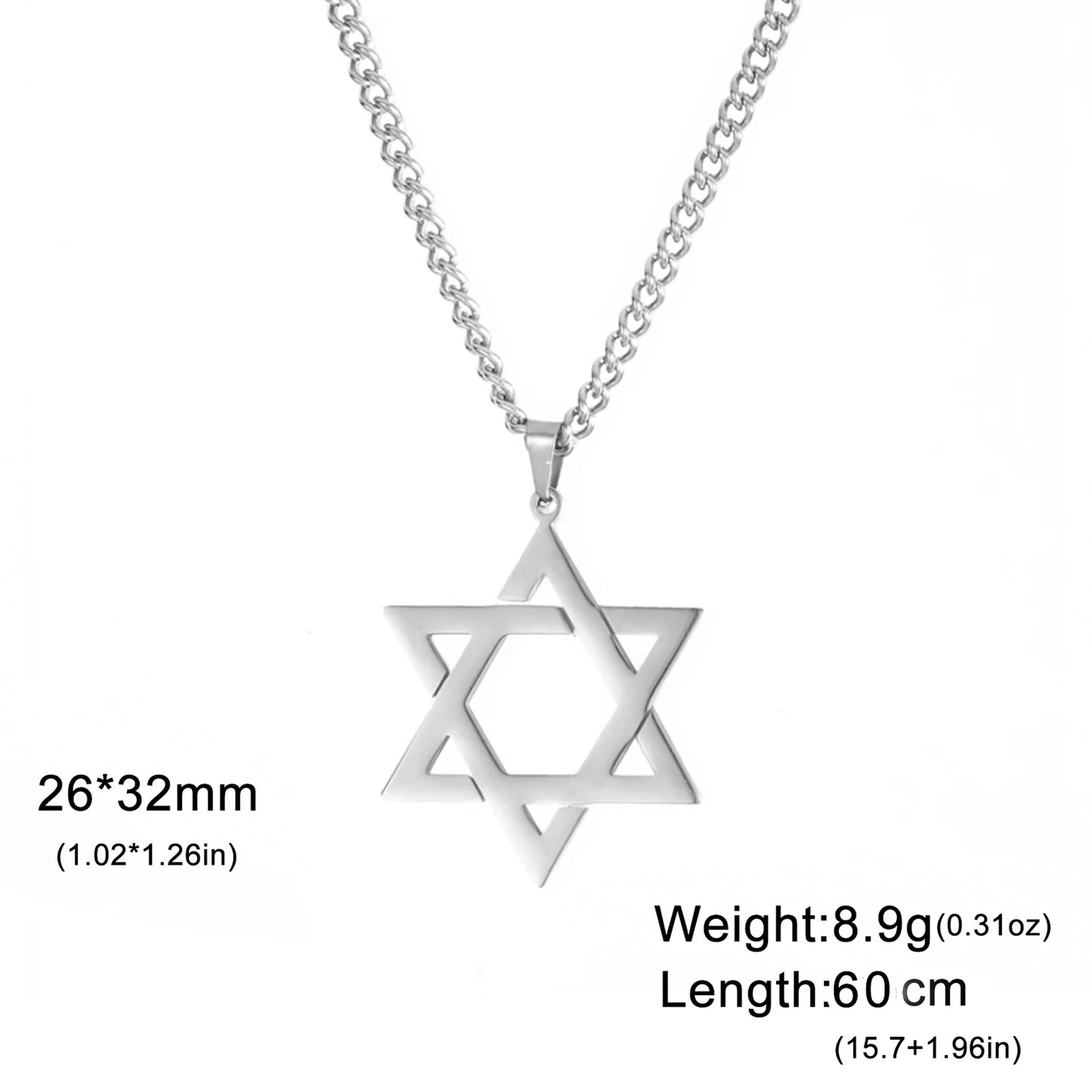 Stainless Steel Star of David Necklace – Unisex Jewish Jewelry