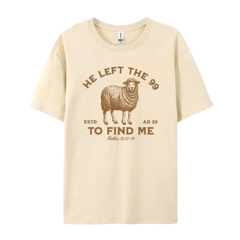 T-shirt chrétien vintage femme “Il a laissé les 99” – verset biblique inspirant