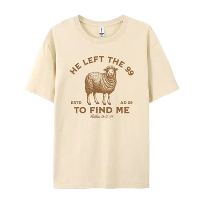 T-shirt chrétien vintage femme “Il a laissé les 99” – verset biblique inspirant