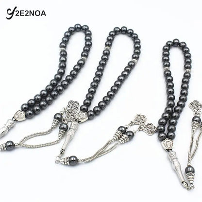 Bracelet Tasbih musulman 33 perles en hématite naturelle – cadeau islamique