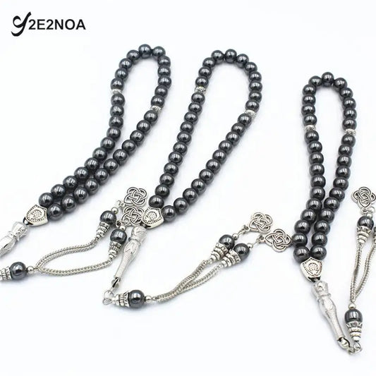 Bracelet Tasbih musulman 33 perles en hématite naturelle – cadeau islamique