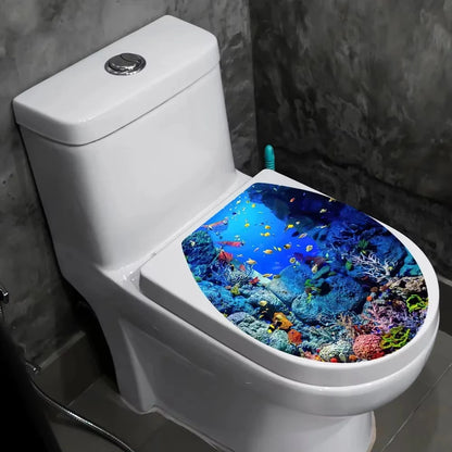 Sticker WC Thème Océan – Autocollant Étanche pour Couvercle de Toilette | Déco Salle de Bain Marine