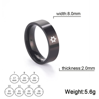 Bague étoile de David à six branches en acier inoxydable – bijou religieux unisexe