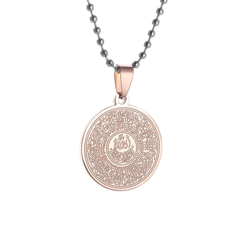Collier médaille Allah en acier inoxydable – Bijou islamique unisexe