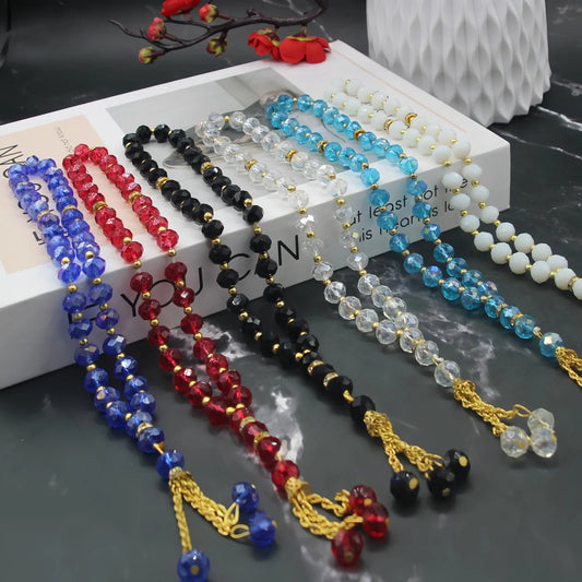 Tasbih Musulman 33 Perles Cristal – Chapelet de Prière Islamique Élégant