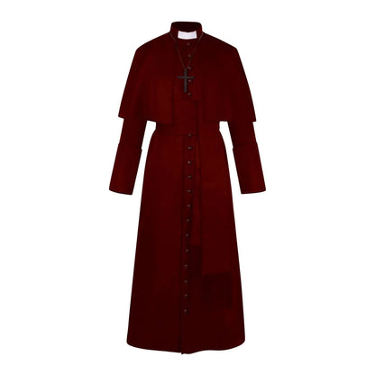 Soutane de prêtre médiévale rétro – Costume cosplay Renaissance, robe religieuse catholique pour homme