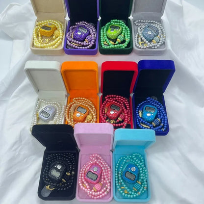 Cofre Tasbih & Contador Digital LCD – Set Espiritual Elegante Ramadan & Meditación