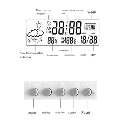 Réveil Digital LED avec Thermomètre & Hygromètre – Design Moderne