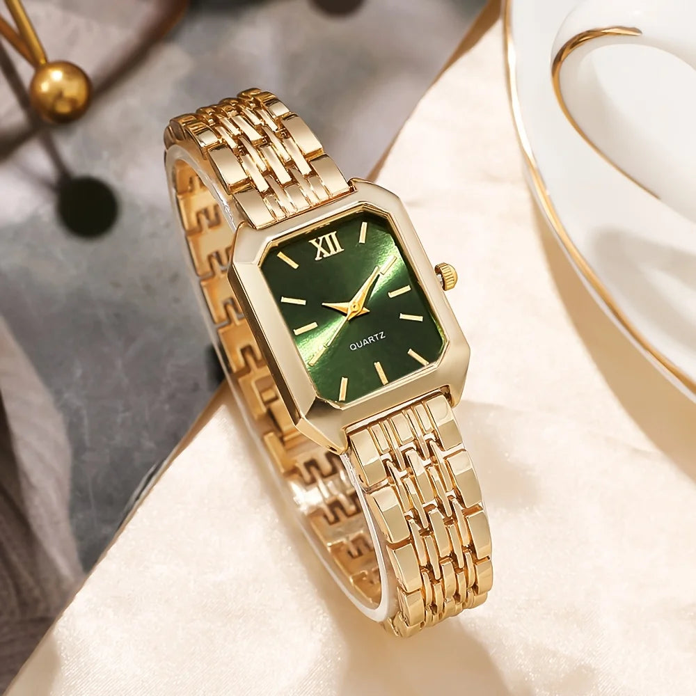 Coffret Montre Femme Rectangulaire 5 Pièces – Montre Quartz & Bijoux
