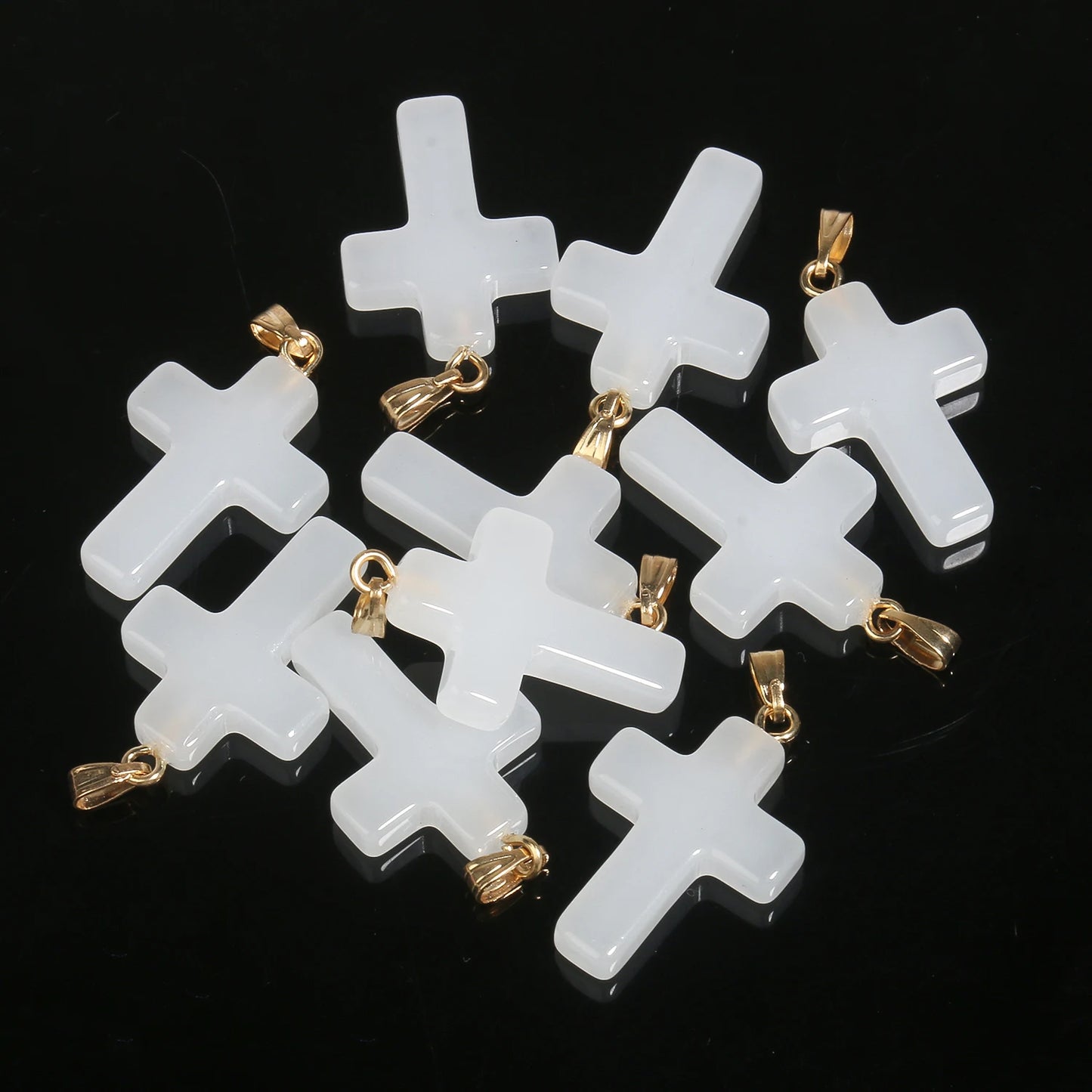 10 Pendentifs Croix en Verre Lampwork – DIY Bijoux