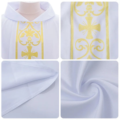 Robe musulmane médiévale imprimée pour homme – Costume de prière et cosplay, 4 couleurs, longueur 128 cm