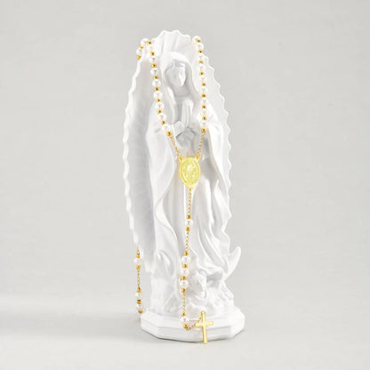 Rosenkranz-Halskette mit Perlen und Jungfrau Maria mit Kreuz – religiöser Schmuck für Damen