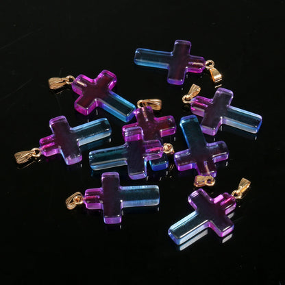 10 Pendentifs Croix en Verre Lampwork – DIY Bijoux