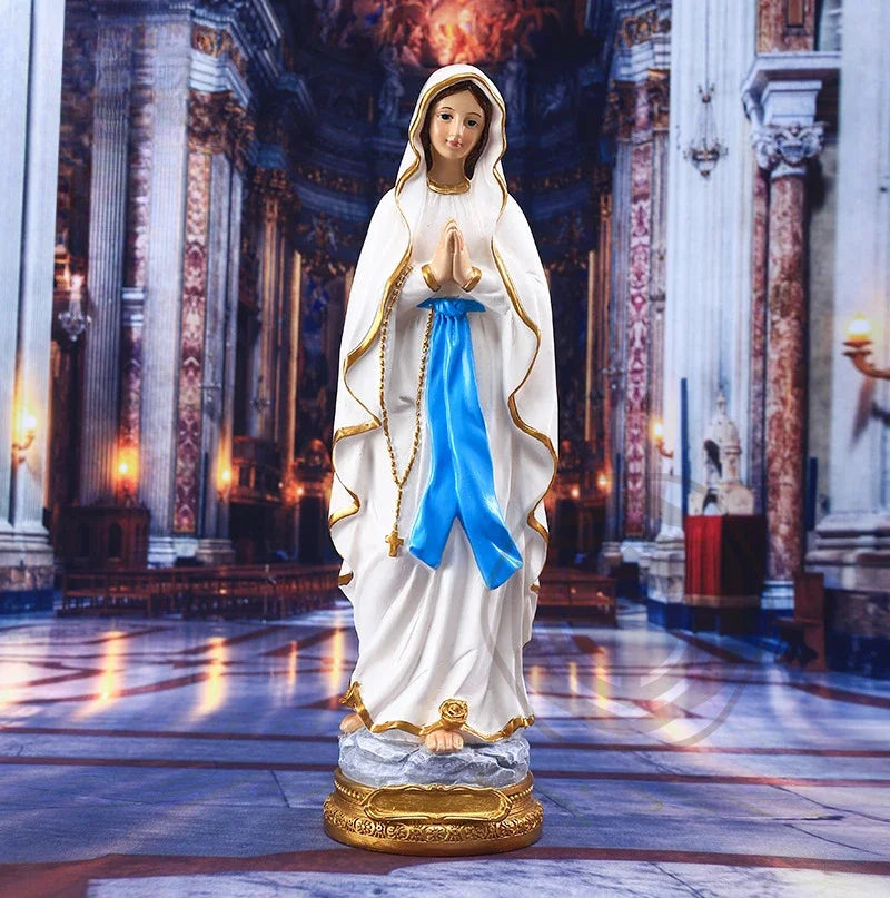 Statue religieuse Notre-Dame de Lourdes – figurine décorative en résine