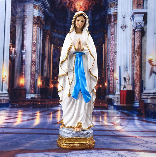Statue religieuse Notre-Dame de Lourdes – figurine décorative en résine