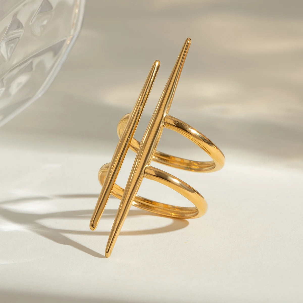 Anello Aperto a Doppia Linea in Acciaio Inox – Dorato o Argentato