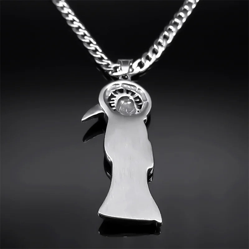 Collier Santa Muerte homme en acier inoxydable – pendentif faucheuse argenté
