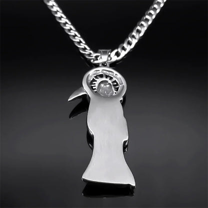Collier Santa Muerte homme en acier inoxydable – pendentif faucheuse argenté
